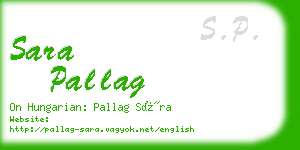 sara pallag business card